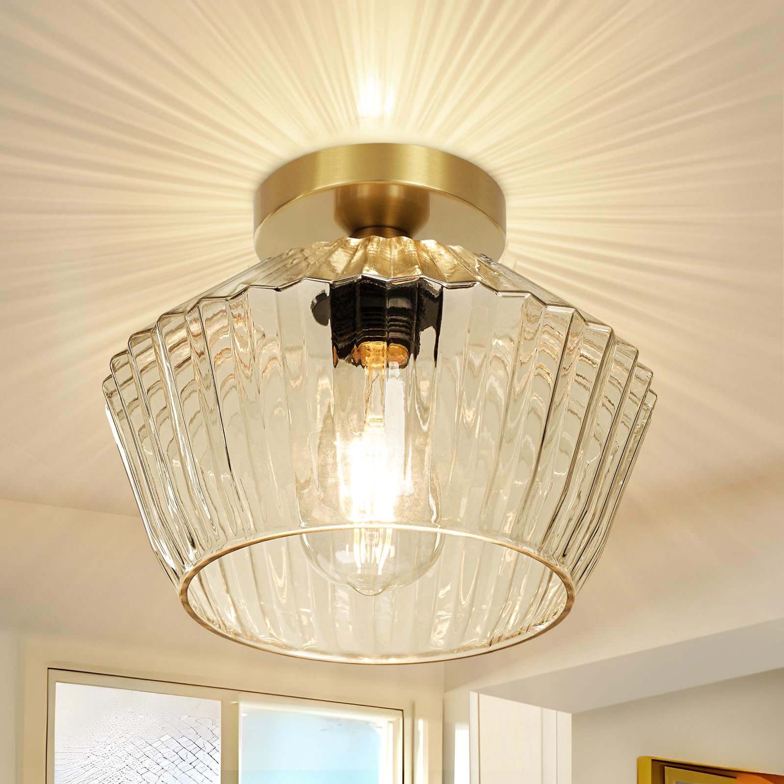 FRIDEKO HOME Semi Flush Mount Ceiling Light - Glass Hallway